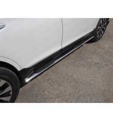 Пороги овальные с накладкой на Subaru Outback SUBOUT15-07