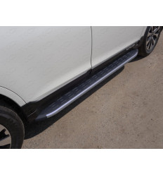 Пороги алюминиевые с пластиковой накладкой (карбон серые) на Subaru Outback SUBOUT15-11GR