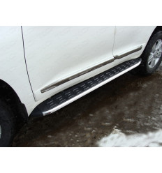 Пороги алюминиевые с пластиковой накладкой (из 2-х мест) на Toyota Land Cruiser 200 TOYLC20015-13AL