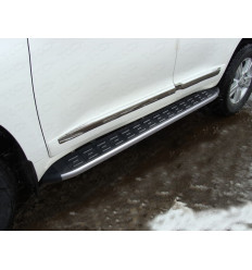 Пороги алюминиевые с пластиковой накладкой (карбон серые) на Toyota Land Cruiser 200 TOYLC20015-13GR