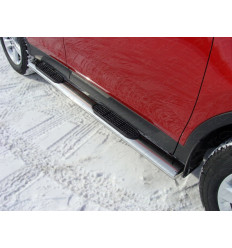 Пороги овальные с накладкой на Toyota Rav 4 TOYRAV13-07