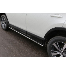 Пороги овальные с накладкой на Toyota Rav 4 TOYRAV15-12