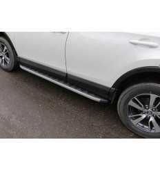 Пороги алюминиевые с пластиковой накладкой (карбон серые) на Toyota Rav 4 TOYRAV15-19GR 