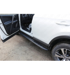 Пороги алюминиевые с пластиковой накладкой (карбон черные) на Toyota Rav 4 TOYRAV15-19BL 