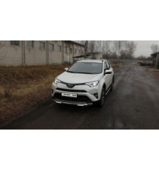 Защита передняя нижняя (овальная с ДХО) на Toyota Rav 4 TOYRAV15-26