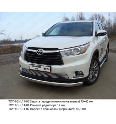 Защита передняя нижняя (овальная) на Toyota Highlander TOYHIGHL14-02