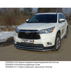 Защита передняя нижняя (двойная) на Toyota Highlander TOYHIGHL14-03