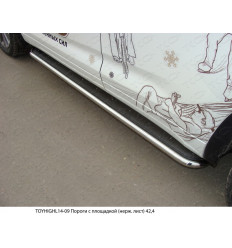 Пороги с площадкой (нерж. лист) на Toyota Highlander TOYHIGHL14-09