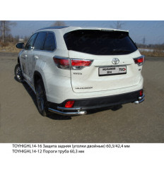 Защита задняя (уголки двойные) на Toyota Highlander TOYHIGHL14-16