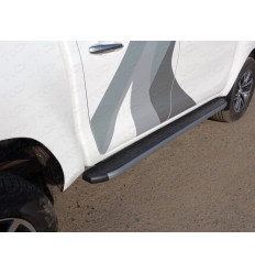Пороги алюминиевые с пластиковой накладкой (карбон серые) на Toyota Hilux TOYHILUX15-12GR 