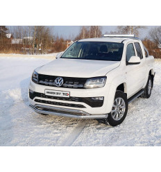 Защита передняя нижняя (двойная) с решеткой (лист) на Volkswagen Amarok VWAMAR17-34