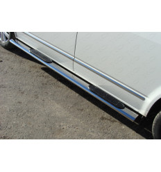 Пороги овальные с накладкой на Volkswagen Multivan VWMULT15-06