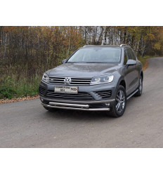 Защита передняя нижняя (двойная) на Volkswagen Touareg VWTOUARRL14-09