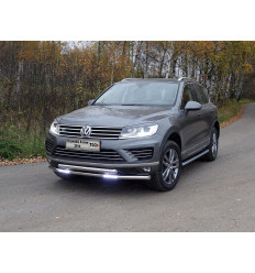 Защита передняя нижняя (двойная с ДХО) на Volkswagen Touareg VWTOUARRL14-10