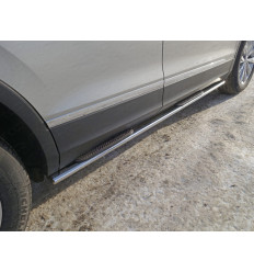 Пороги овальные с накладкой на Volkswagen Tiguan VWTIG17-05