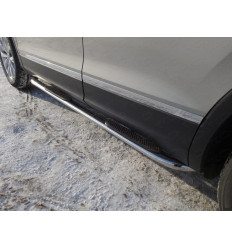 Пороги овальные гнутые с накладкой на Volkswagen Tiguan VWTIG17-06