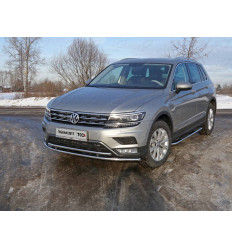Защита передняя нижняя (двойная, пакет "Offroad") на Volkswagen Tiguan VWTIGOFR17-47