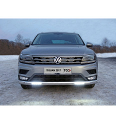 Защита передняя нижняя (овальная длинная с ДХО, пакет "Offroad") на Volkswagen Tiguan VWTIGOFR17-49