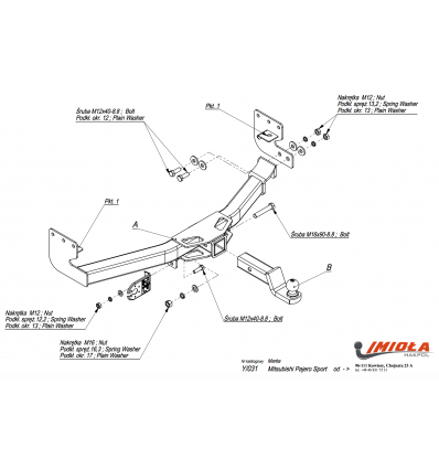 Фаркоп на Mitsubishi Pajero Sport Y/031