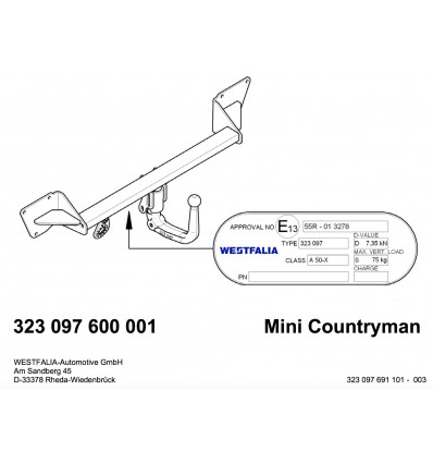 Фаркоп на Mini Countryman 323097600001