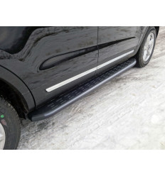 Пороги алюминиевые с пластиковой накладкой (карбон черные) на Ford Explorer FOREXPL16-13BL