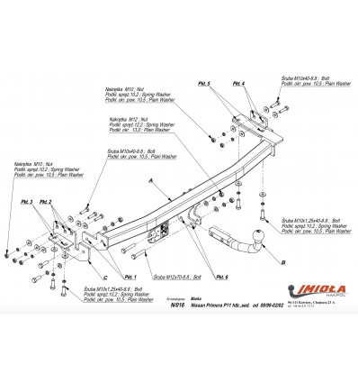 Фаркоп на Nissan Primera N/016