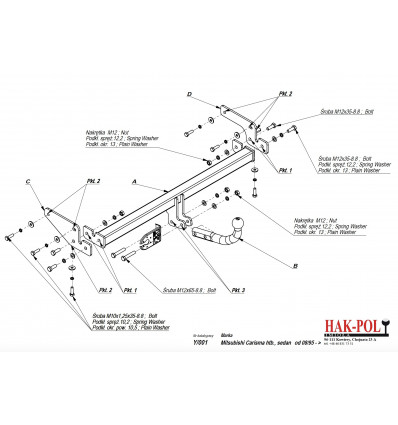 Фаркоп на Mitsubishi Carisma Y/001