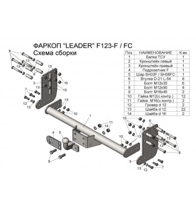 Фаркоп на Ford Transit F123-F