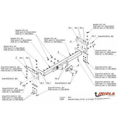 Фаркоп на Mitsubishi Pajero Y/006