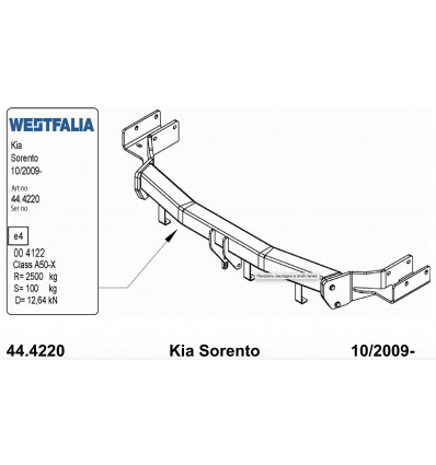 Фаркоп на Kia Sorento 345068600001