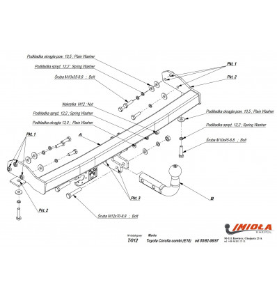 Фаркоп на Toyota Corolla T/012