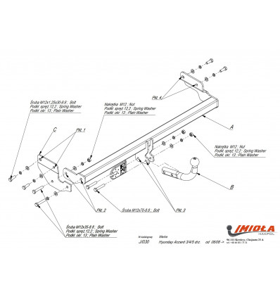 Фаркоп на Hyundai Verna J/030