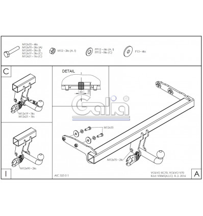 Оцинкованный фаркоп на Volvo XC70 V084C