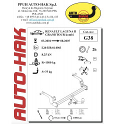 Фаркоп на Renault Laguna 2 G 38
