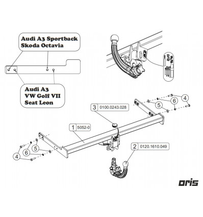 Фаркоп на Seat Leon 050-523