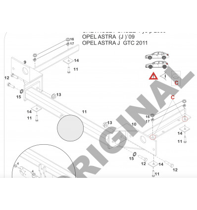 Фаркоп на Opel Astra J E4523AS