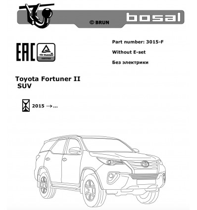 Фаркоп на Toyota Fortuner 3015-F