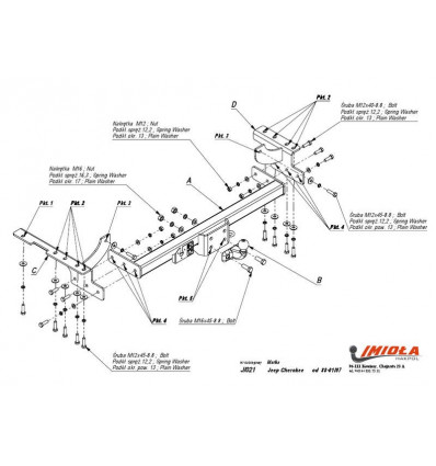 Фаркоп на Jeep Cherokee J/021