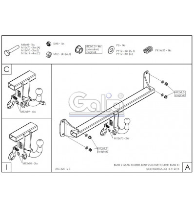 Оцинкованный фаркоп на BMW X1 F48 B023C