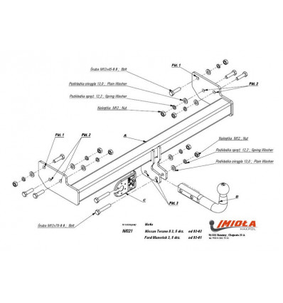 Фаркоп на Nissan Terrano 2  N/021