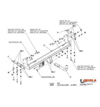 Фаркоп на Nissan Navara N/025