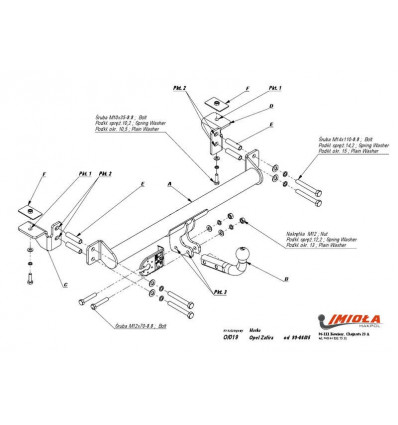 Фаркоп на Opel Zafira O/019