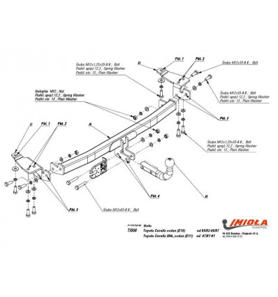 Фаркоп на Toyota Corolla T/006