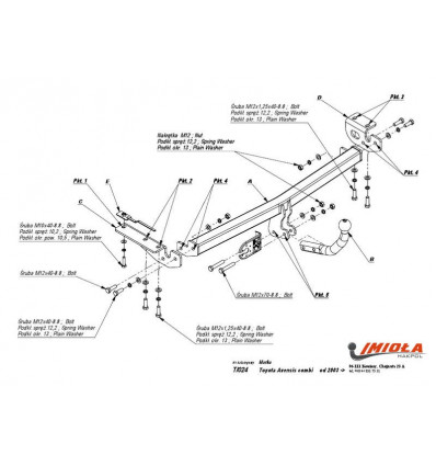 Фаркоп на Toyota Avensis T/024