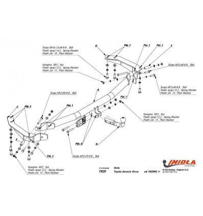 Фаркоп на Toyota Avensis T/025