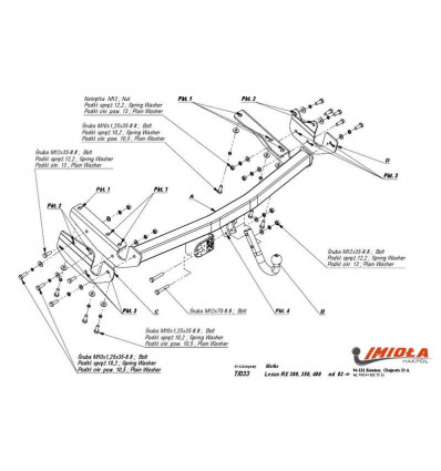 Фаркоп на Lexus RX300/350/400  T/033