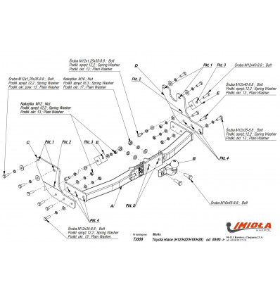 Фаркоп на Toyota Hiace H100 T/009