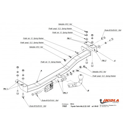 Фаркоп на Toyota Yaris T/022