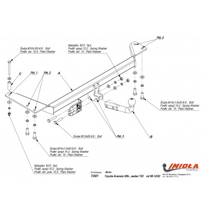 Фаркоп на Toyota Avensis T/001