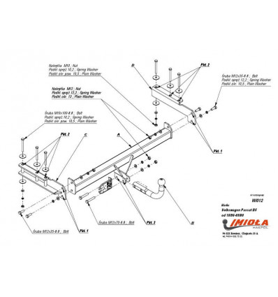 Фаркоп на Volkswagen Passat B5 W/012